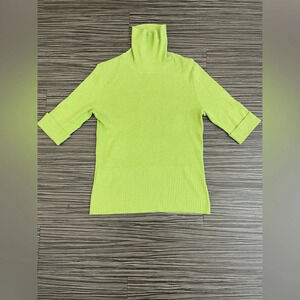 Prominence Women Neon Mock Neck Short Sleeve Sweater T Shirt Size S